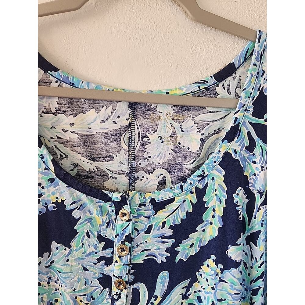 Lilly Pulitzer Maxi Dress Resort White Bluu Tropical Hawaiian Aloha Size M - Picture 3 of 5